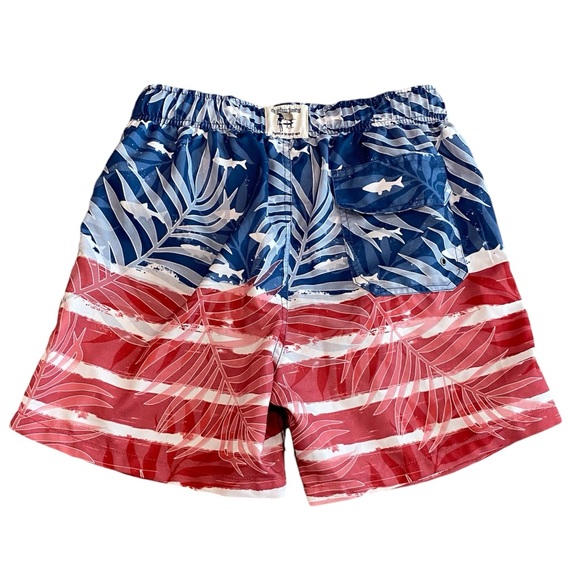 The Endless Summer men’s red white blue fish print swim trunks patriotic size S - Picture 4 of 10